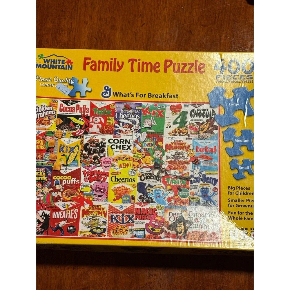 White Mountain 400 Pieces3 Sizes Family Time Puzzle Whats for Breakfast Complete